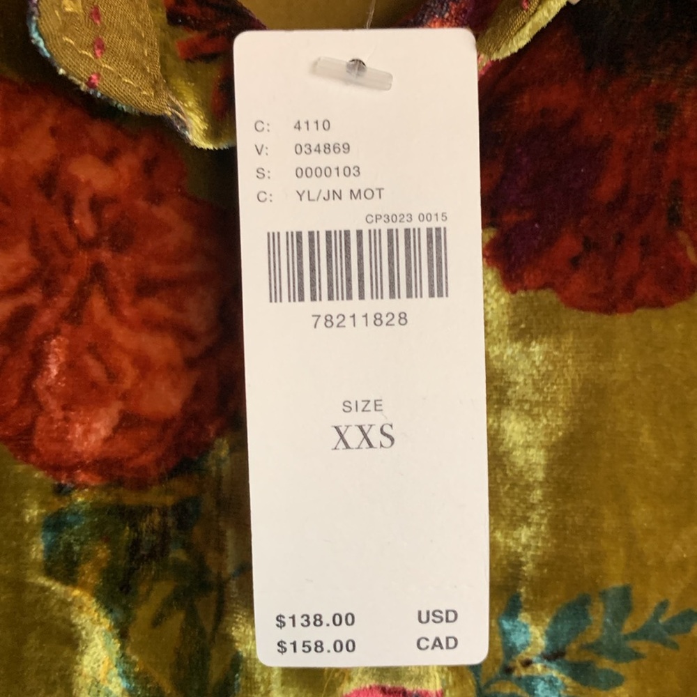 New Anthropologie Pilcro womens velvet button up size XXS floral relaxed Y2K - Picture 8 of 14